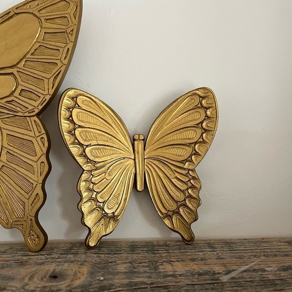 Gold butterflies set of 3 wall decor - Picture 4 of 8